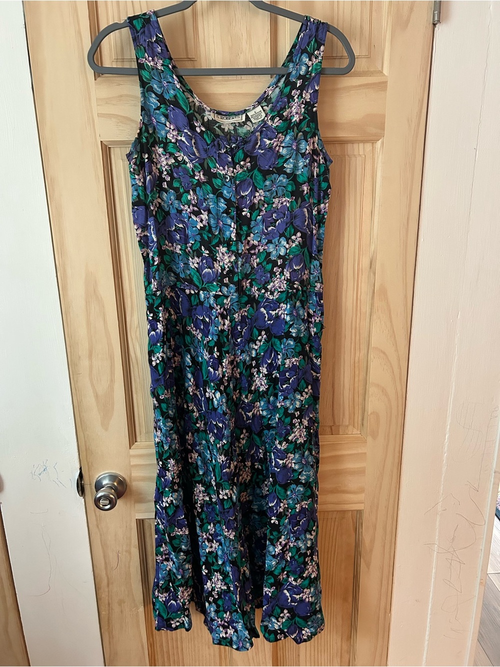 Floral Sleeveless Sundress in Teal & Purple